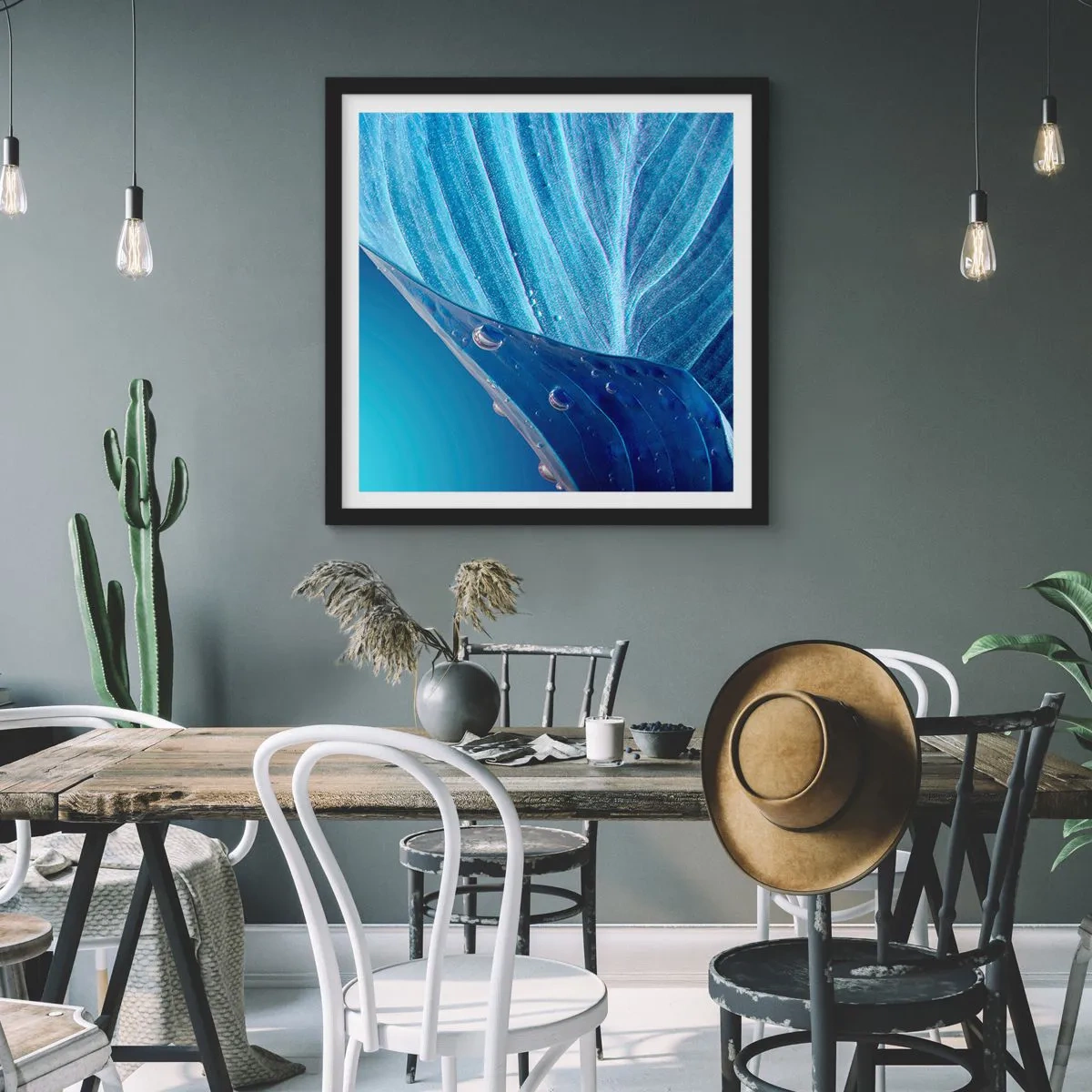 Poster in black frame - Hidden Drops of Blue - 30x30 cm