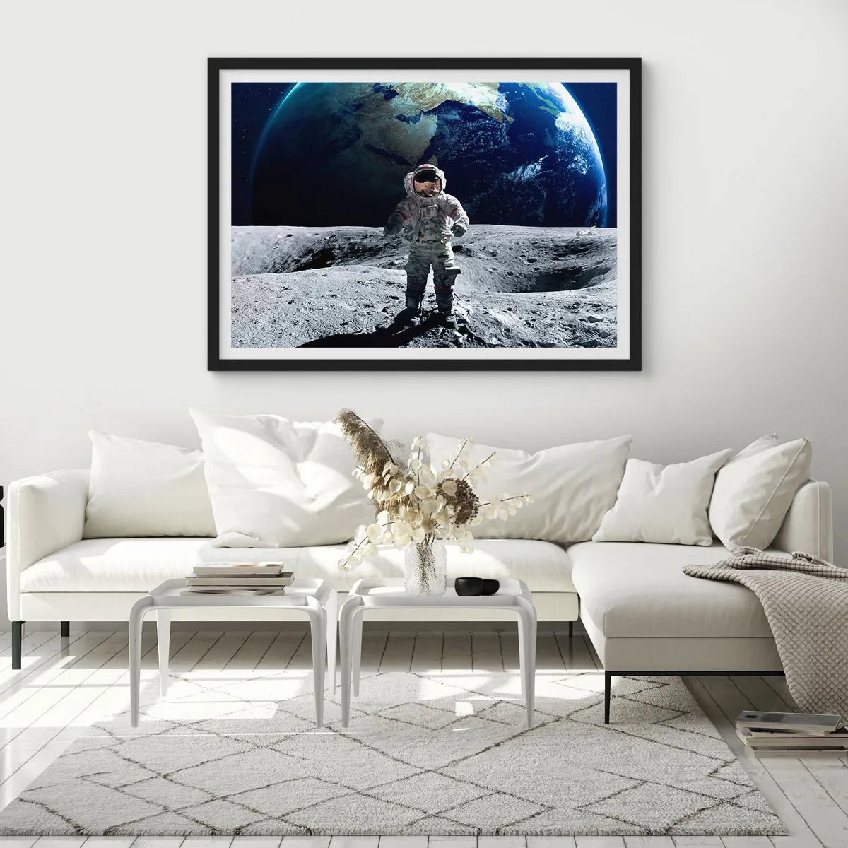 Poster in black frame - Greetings from the Moon - 70x50 cm