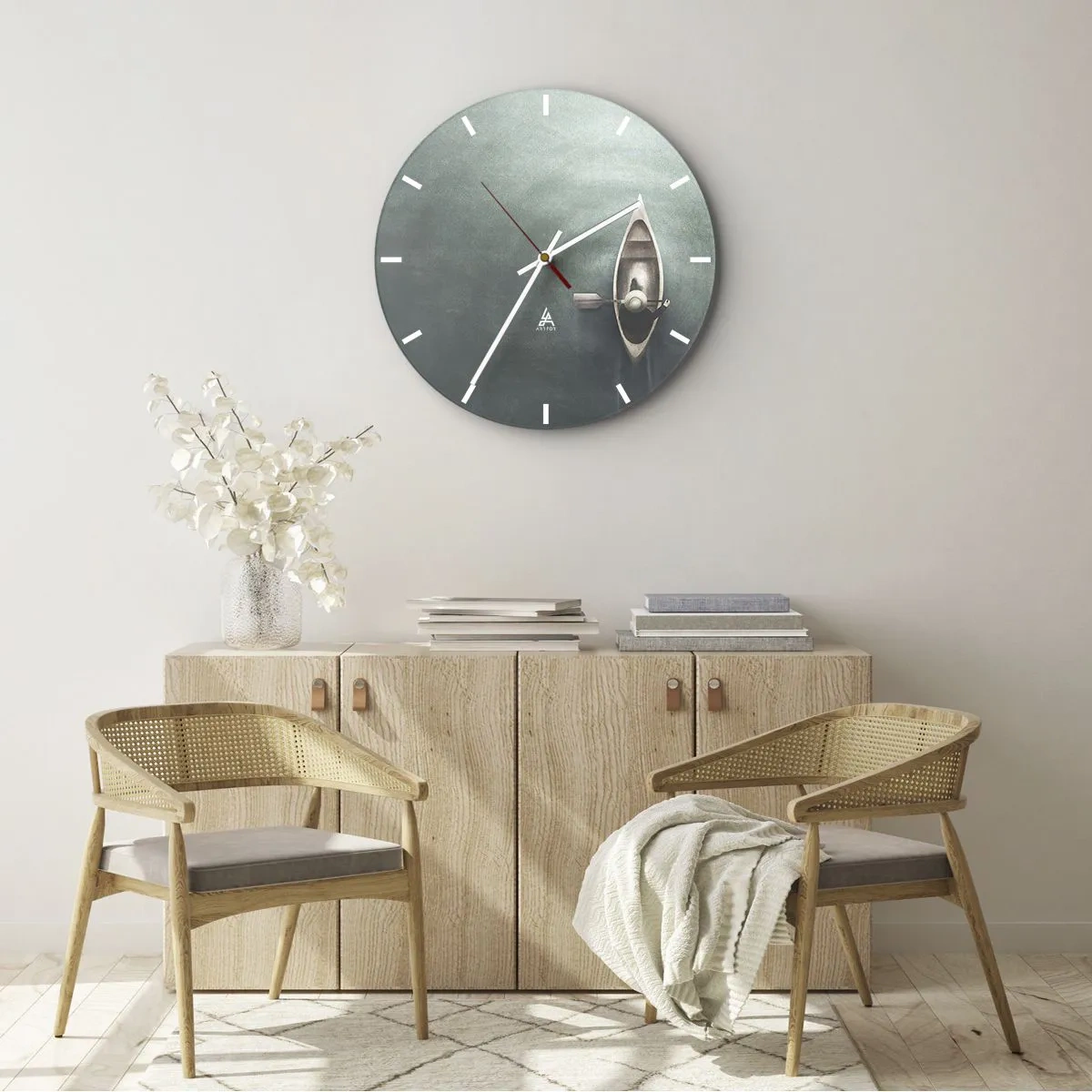 Wall clock - Clock on glass - Through Moon Lake - 40x40 cm