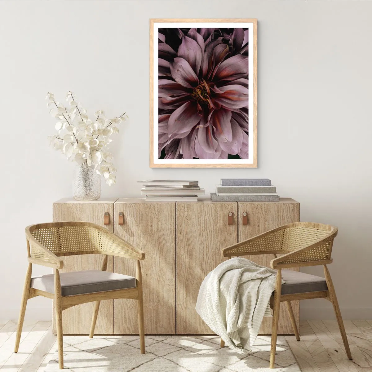 Poster in light oak frame - Flowery Heart - 40x50 cm