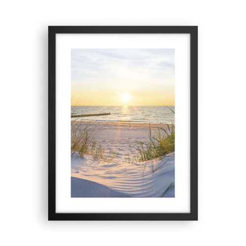 Poster in black frame - Sound of the Sea, Singing of the Birds, Wild Beach among Grass - 30x40 cm