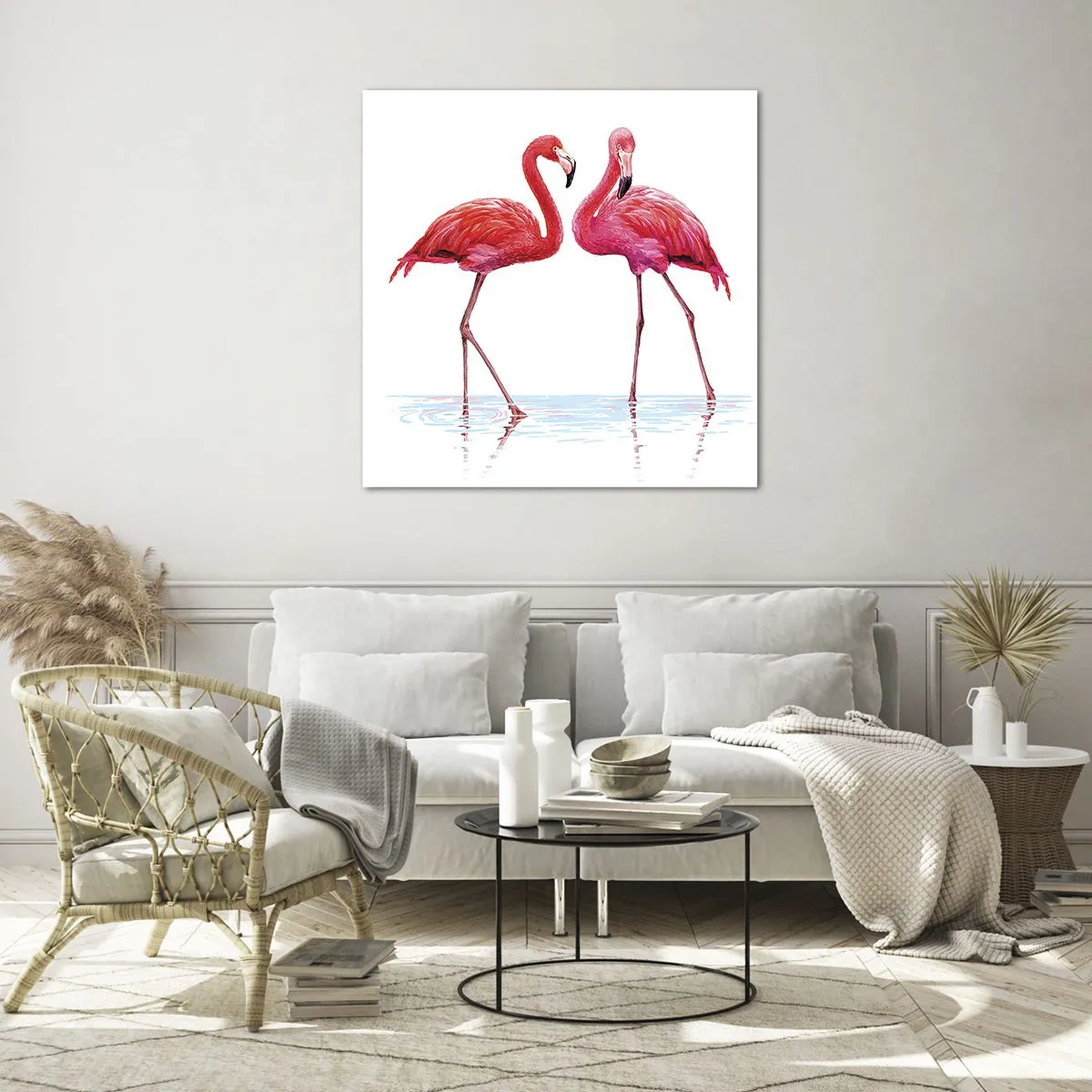 Glass picture - Pink Rendezvous - 30x30 cm