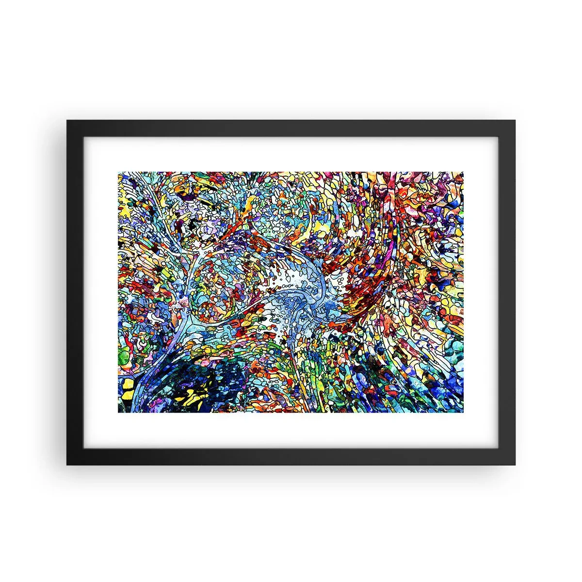Poster in black frame - Stained Glass with Drops - 40x30 cm