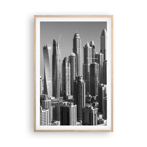 Poster in light oak frame - City over a Desert - 61x91 cm