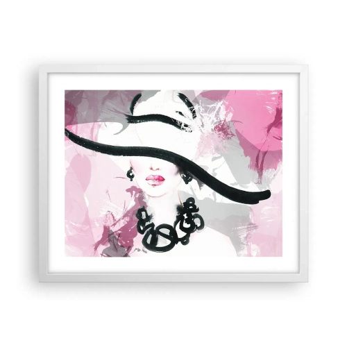 Poster in white frmae - Portrait of a Lady in Black and Pink - 50x40 cm