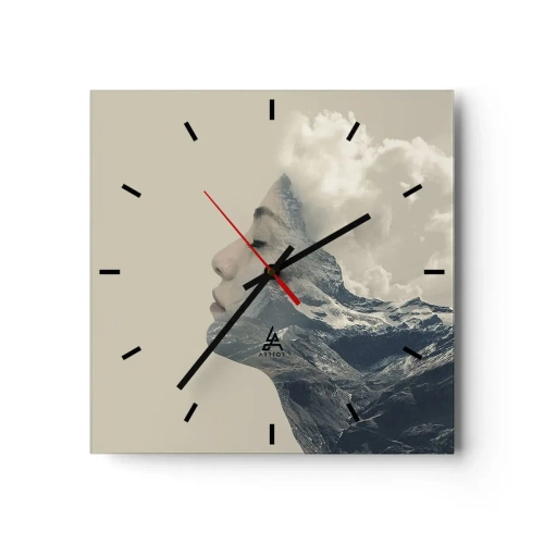 Wall clock - Clock on glass - Beauty of Elements - 30x30 cm