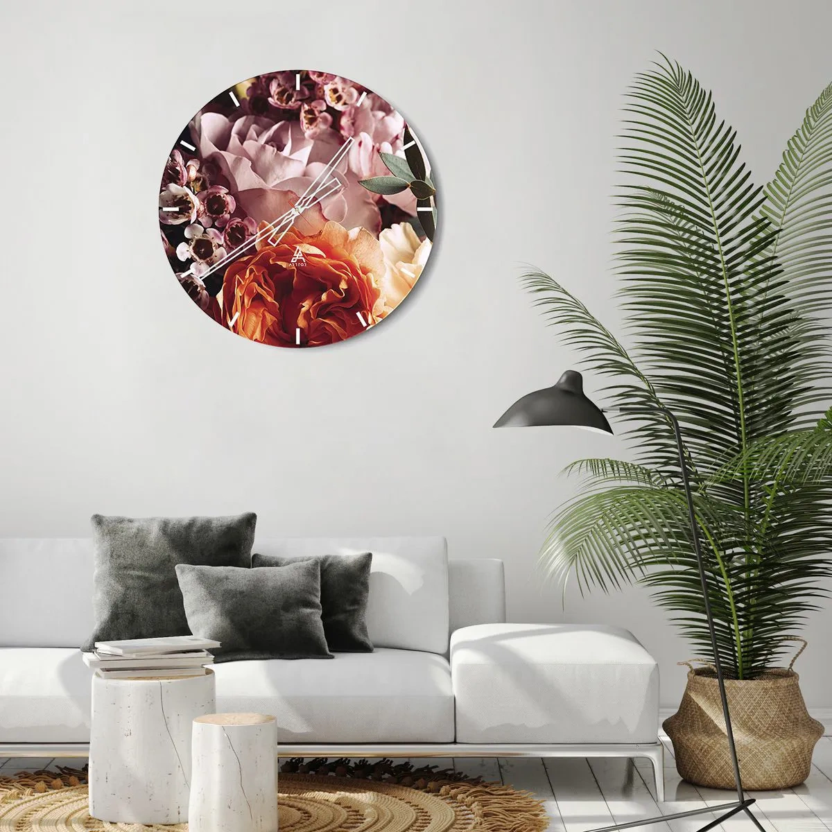 Wall clock - Clock on glass - Wrapped by Beauty - 40x40 cm