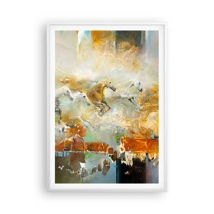 Poster in white frmae - Gallopping through the World - 70x100 cm