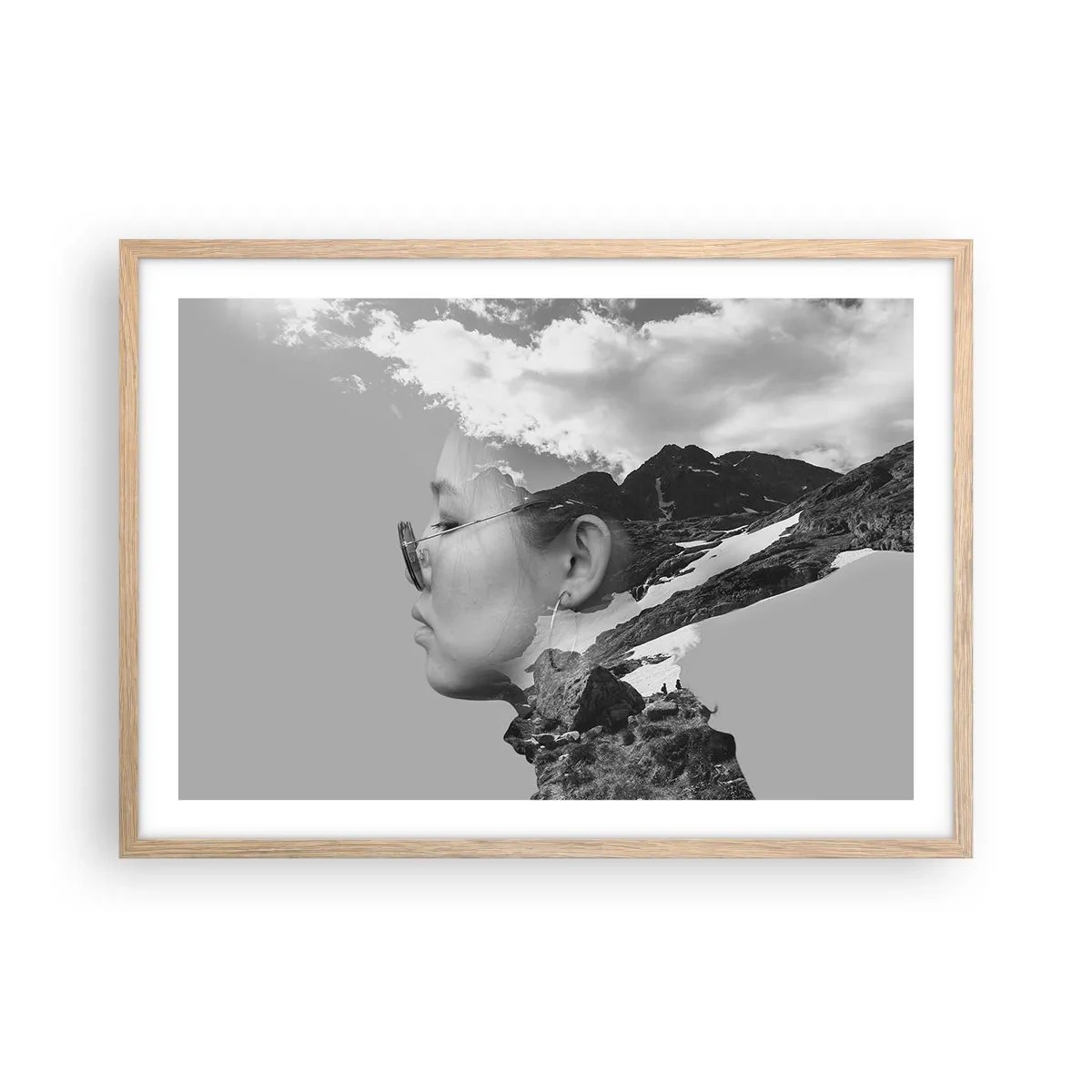 Poster in light oak frame - Cloudy Portrait - 70x50 cm