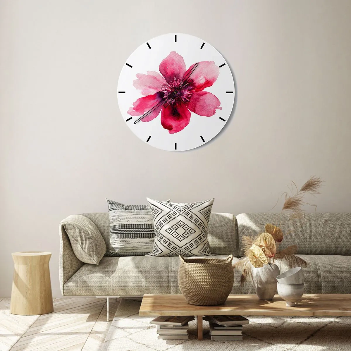 Wall clock - Clock on glass - Carmine, Fragrant Kiss - 40x40 cm