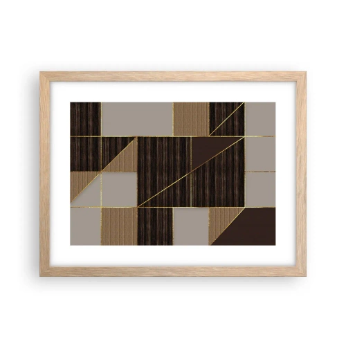 Poster in light oak frame - Mosaic of Brown and Gold - 40x30 cm