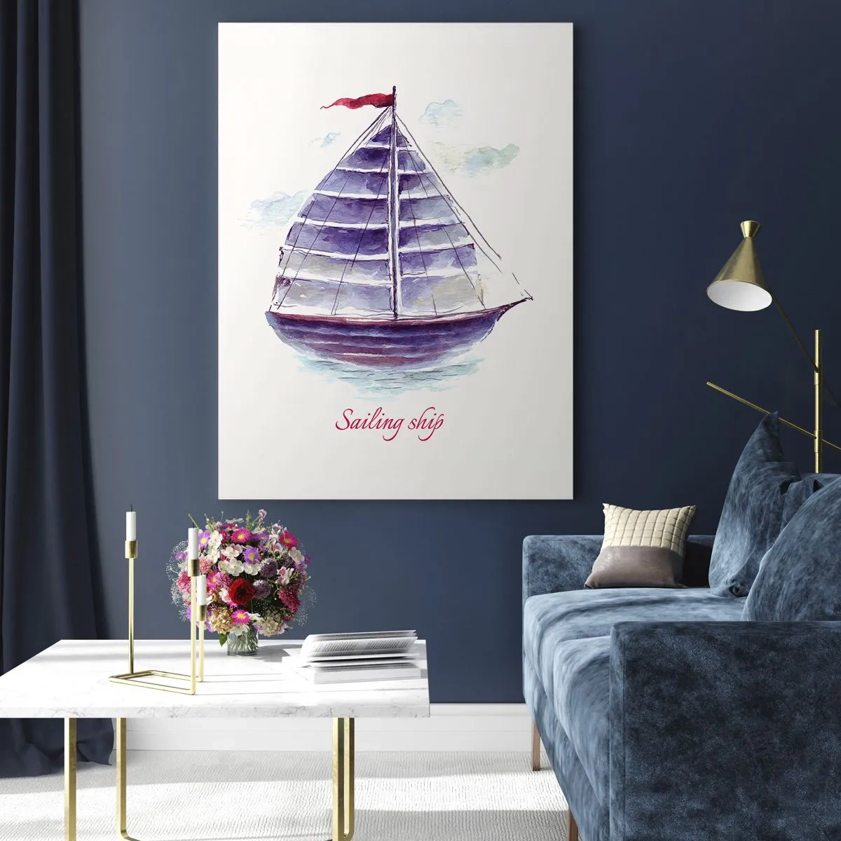 Glass picture - Full Sails And Calm Waters - 50x70 cm