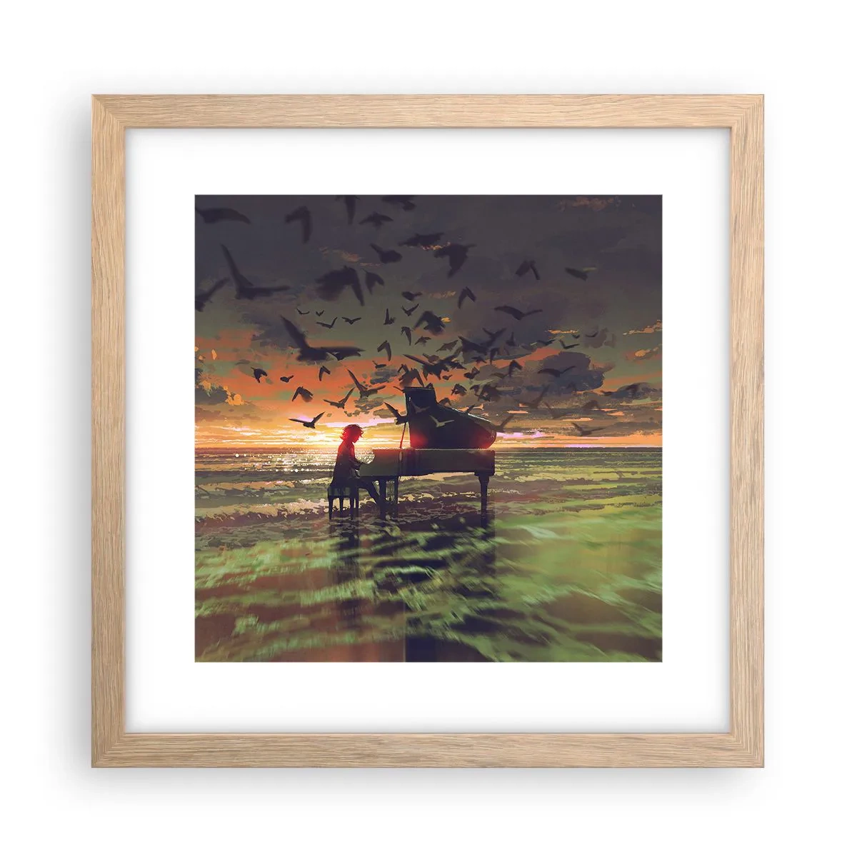 Poster in light oak frame - Concert for Piano and Waves - 30x30 cm