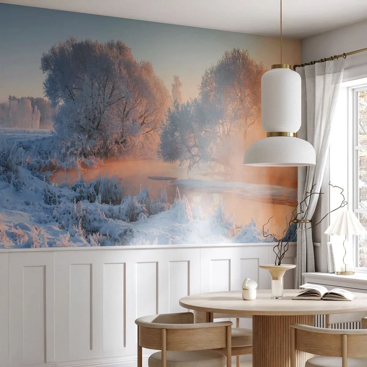 Photo Wallpaper Premium Sand - Everything Shines in Sunny Crystal - Landscape, Winter, River - 100x70 cm