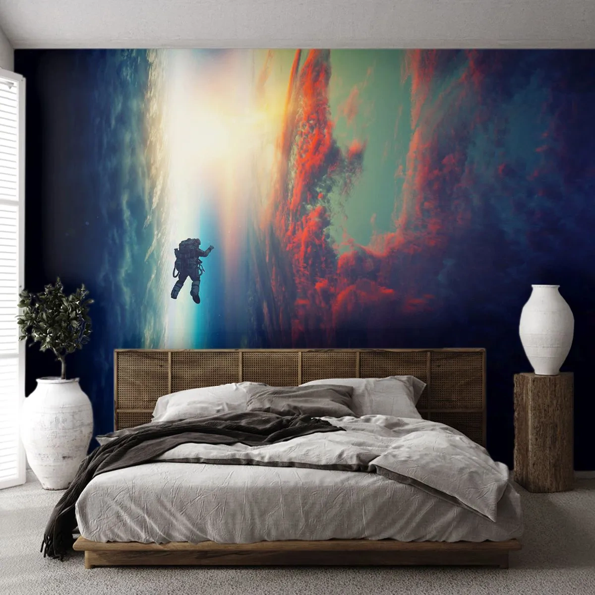 Photo Wallpaper Premium Canvas - Confronting the Universe - Abstraction, Astronaut, Cosmos - 100x70 cm