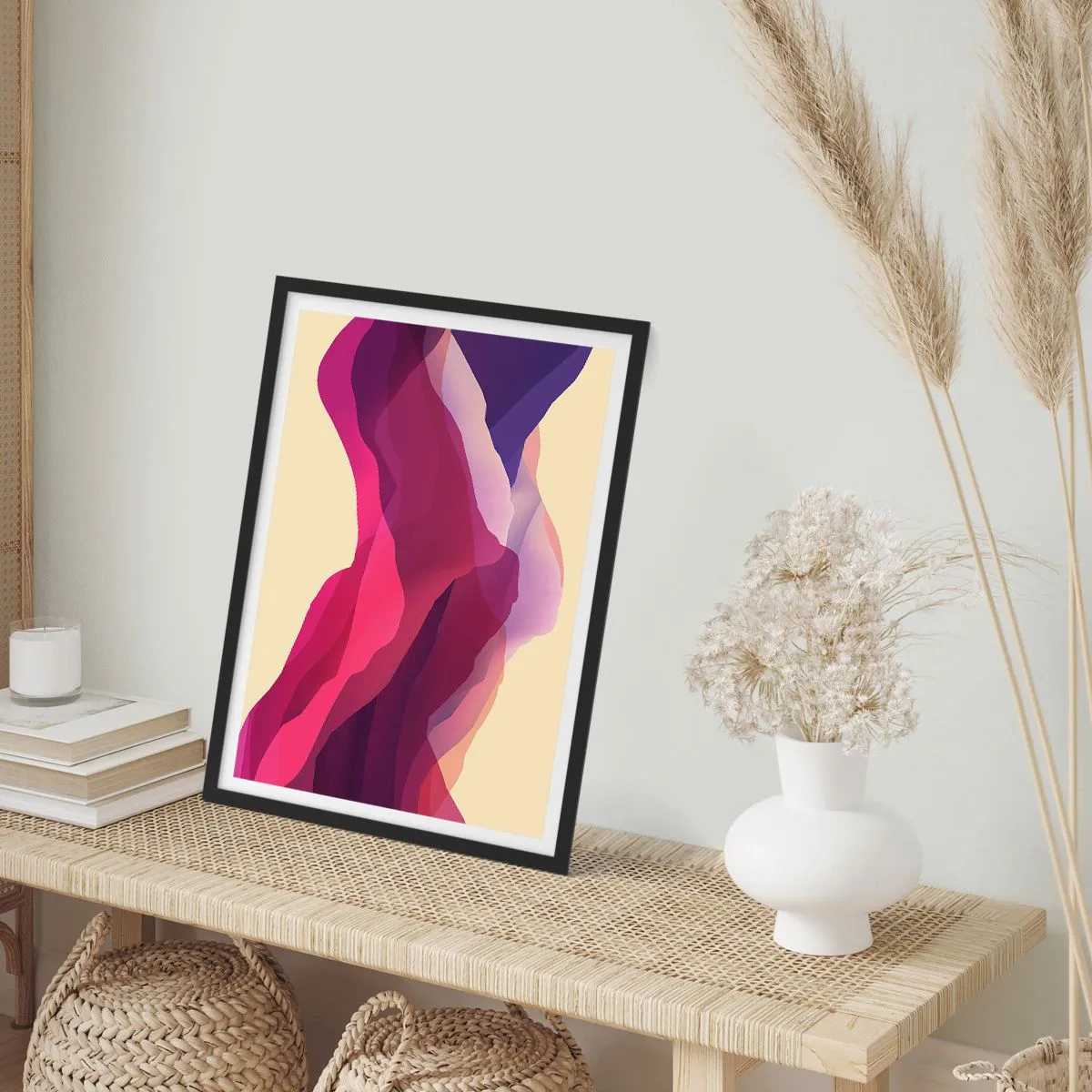 Poster in black frame - Waves of Purple - 40x50 cm
