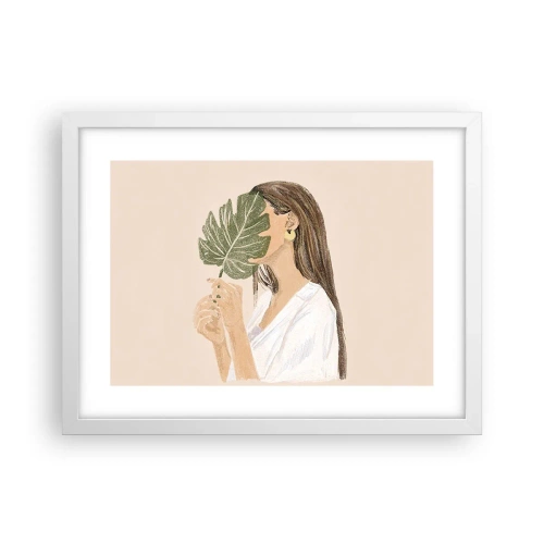 Poster in white frmae - Mysterious Portrait with a Fan - 40x30 cm