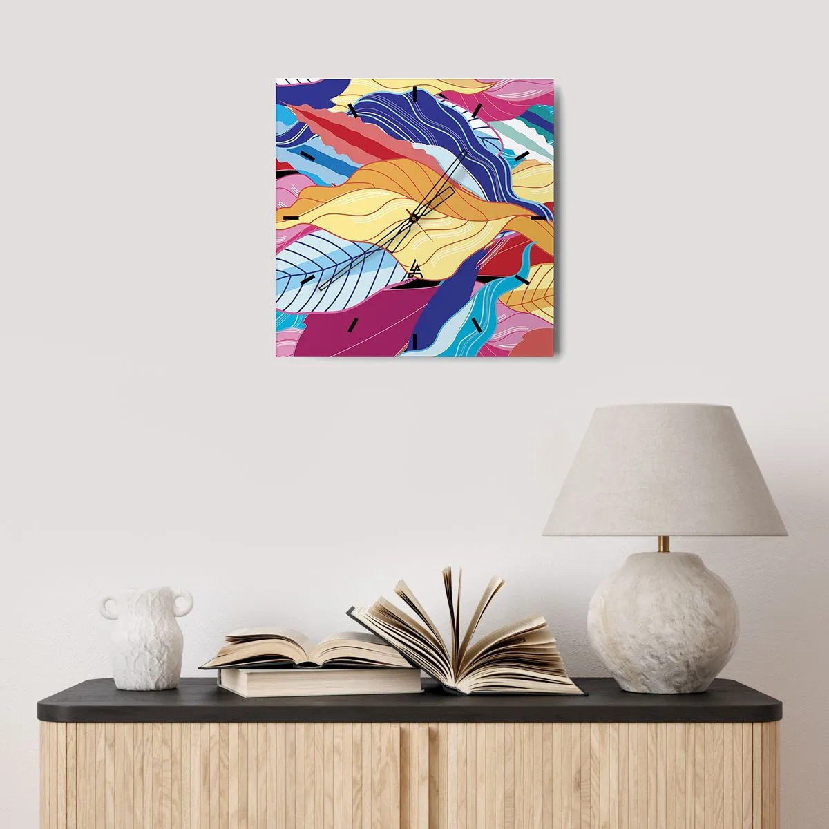 Wall clock - Clock on glass - Queen of Mess - 40x40 cm