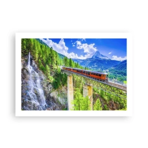 Poster - Train Through the Alps - 70x50 cm