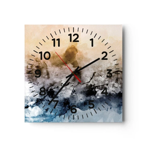 Wall clock - Clock on glass - Drowned in Fog - 40x40 cm