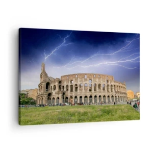 Canvas picture - The Colosseum in Rome illuminated by lightning - 70x50cm - Battle Arena - Modern wall decoration for the living room and bedroom ARTTOR