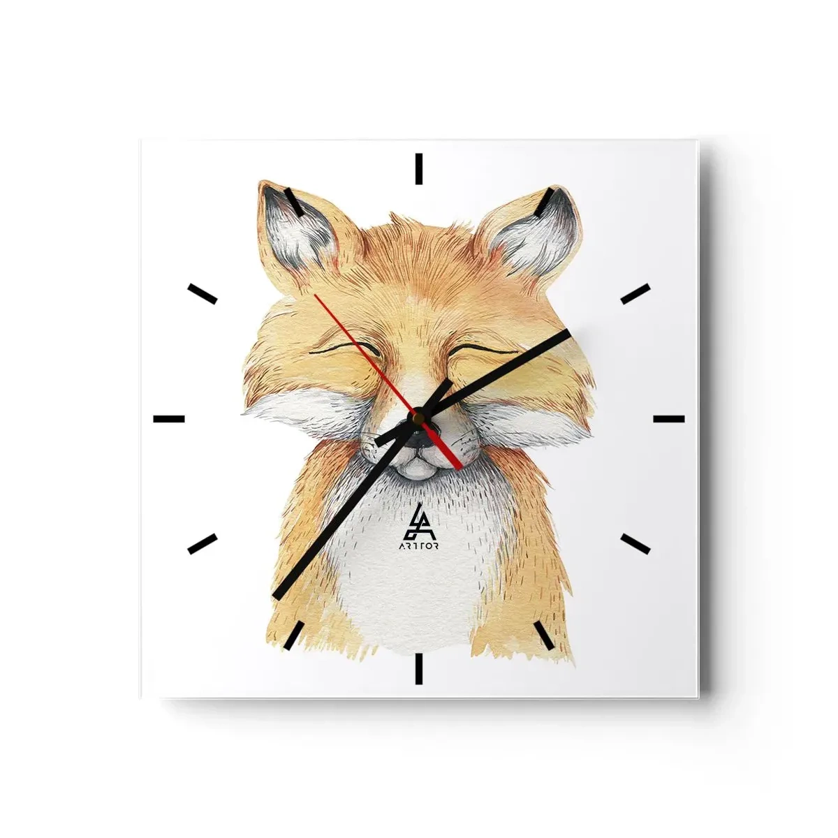 Wall clock - Clock on glass - Fox Moods - 30x30 cm