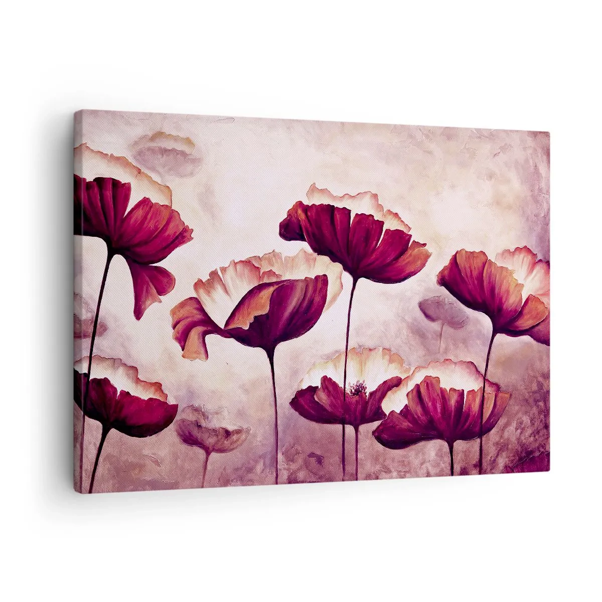 Canvas picture - Flowers in shades of red and white on a subtle background - 70x50cm - Red and White Flake - Modern wall decoration for the living room and bedroom ARTTOR