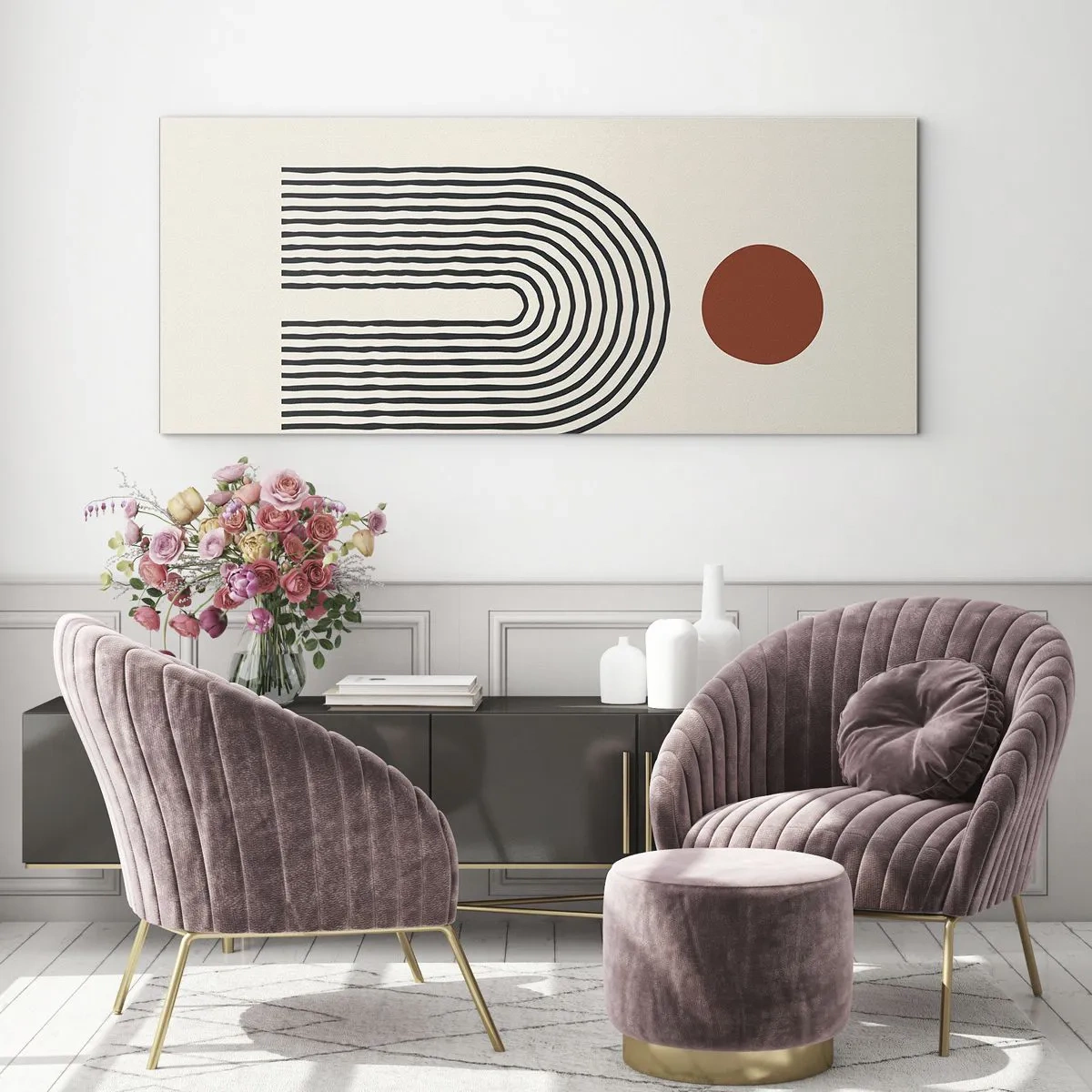 Glass picture - Magnetism of Shapes and Colours - 140x50 cm