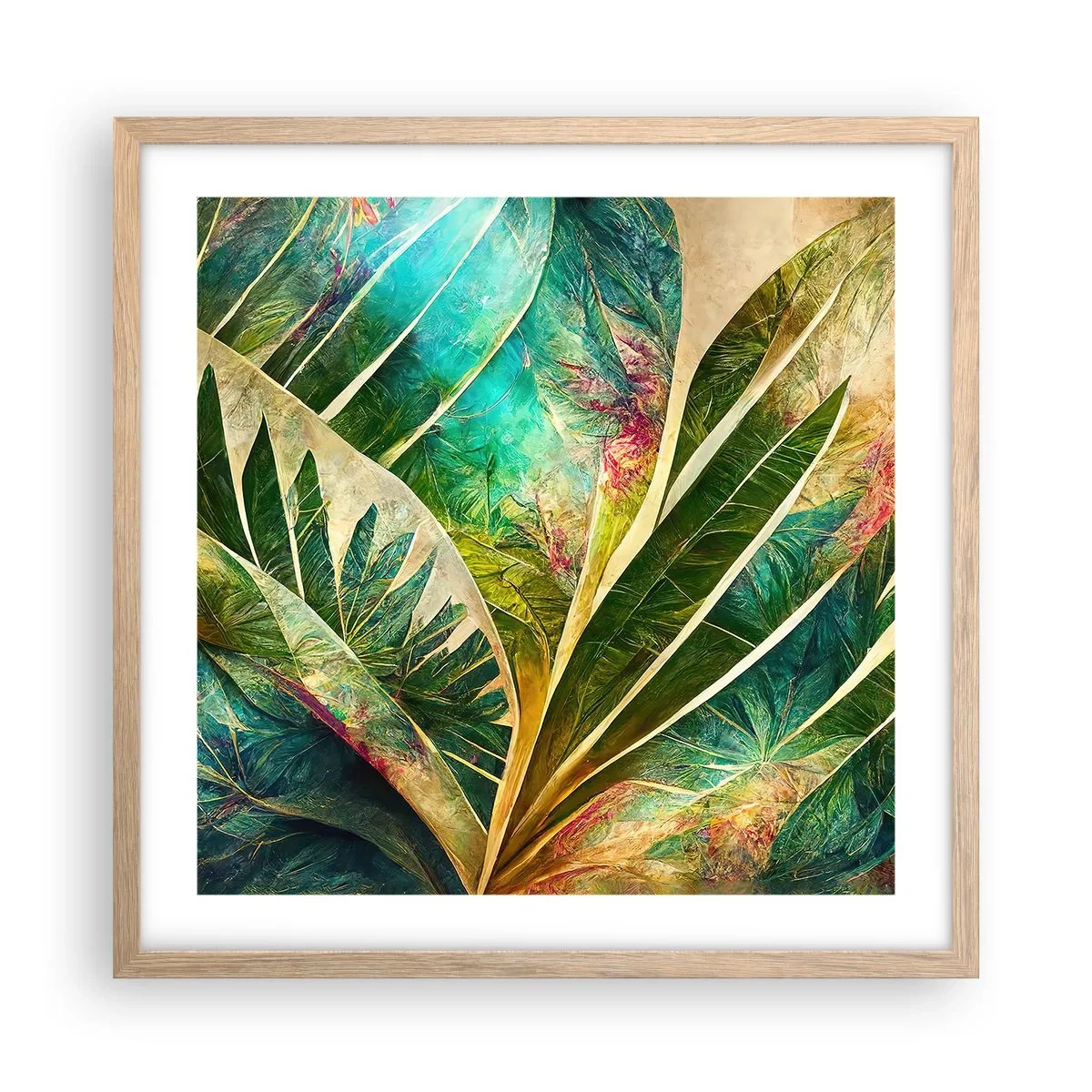 Poster in light oak frame - Colours of the Tropics - 50x50 cm