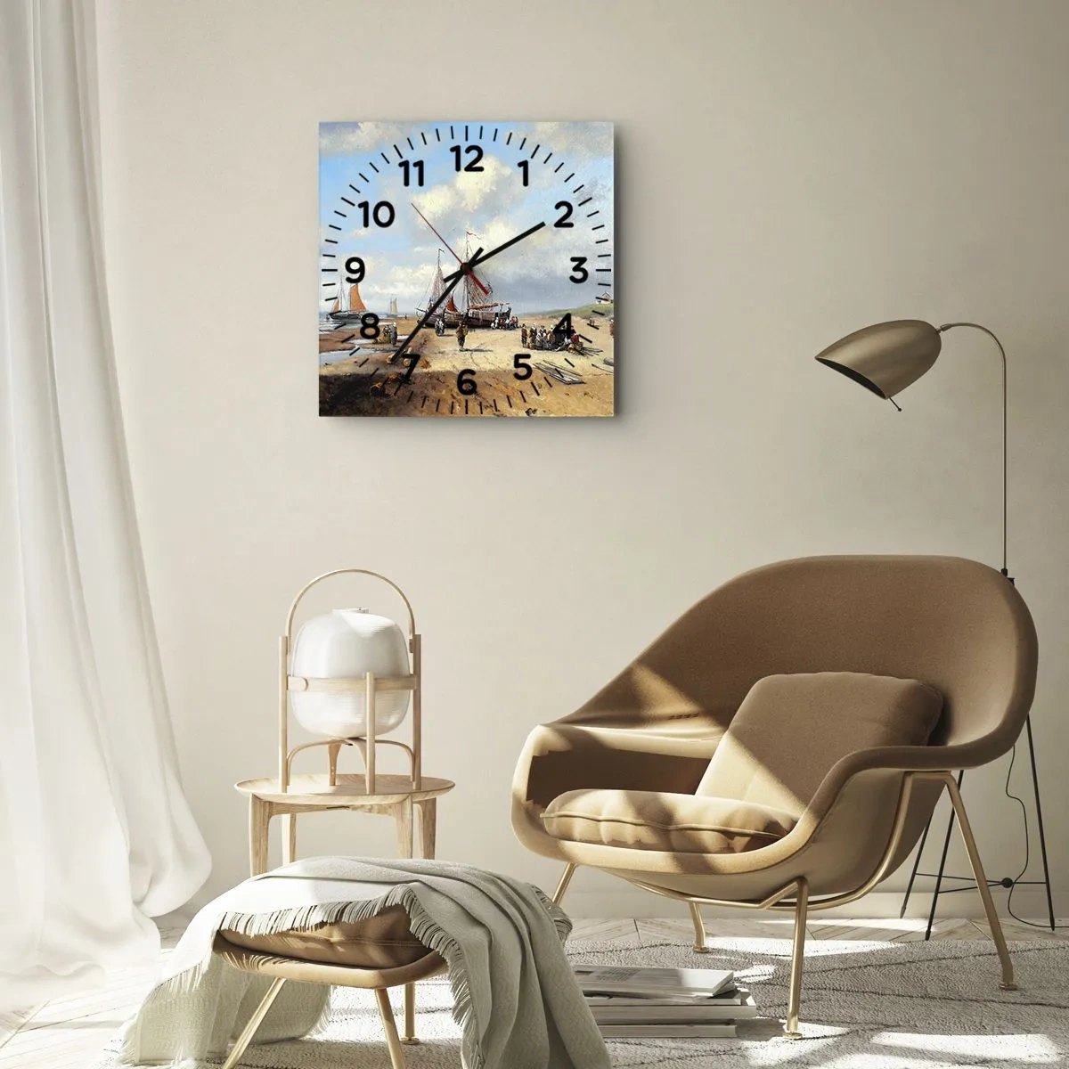 Wall clock - Clock on glass - After a Successful Catch - 30x30 cm