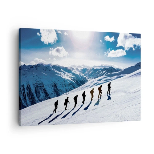 Canvas picture - A group of mountaineers hiking up a snowy slope - 70x50cm - Team of Conquerors - Modern wall decoration for the living room and bedroom ARTTOR