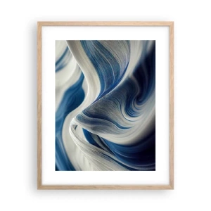 Poster in light oak frame - Fluidity of Blue and White - 40x50 cm