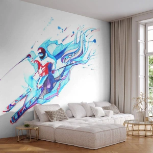 Self-Adhesive Photo Wallpaper Deluxe Sticker - Crazy Race for Joy - Abstraction, Skis, Skier - 400x280 cm