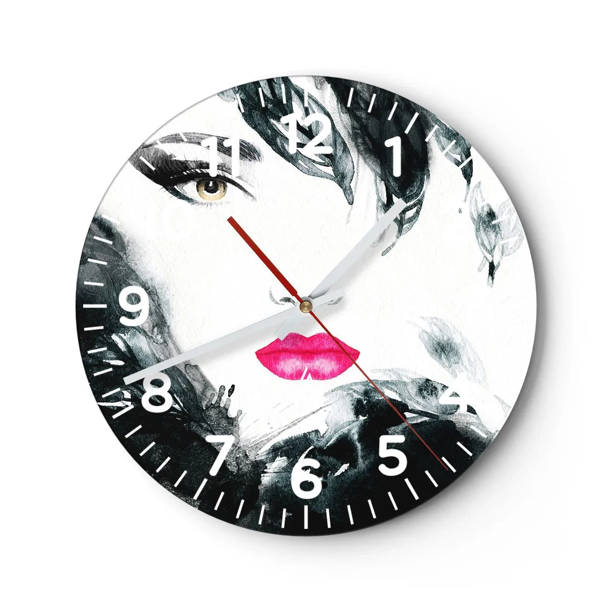 Wall clock - Clock on glass - Watch out for Femme Fatale! - 30x30 cm