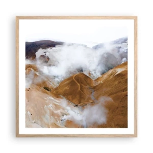 Poster in light oak frame - Severe Beauty of Iceland - 60x60 cm