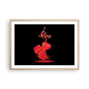 Poster in light oak frame - Fiery Spirit of Flamenco - 70x50 cm