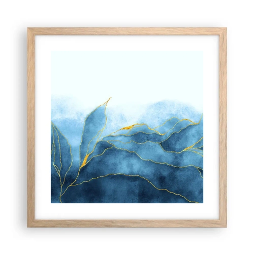 Poster in light oak frame - Blue In Gold - 40x40 cm