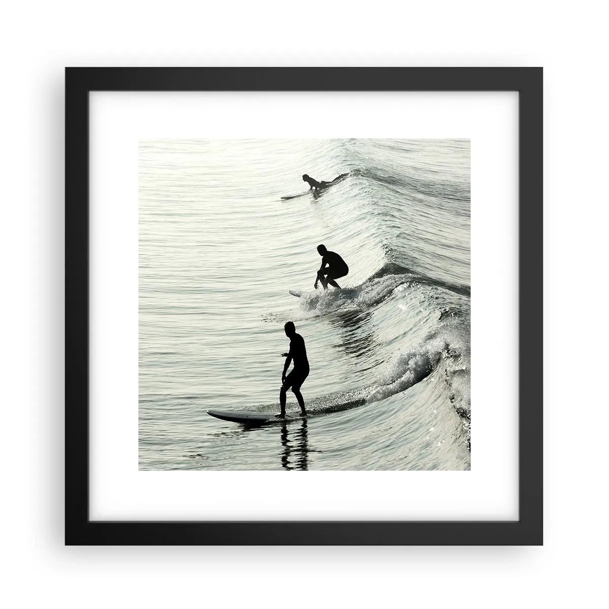 Poster in black frame - Meeting the Wave - 30x30 cm