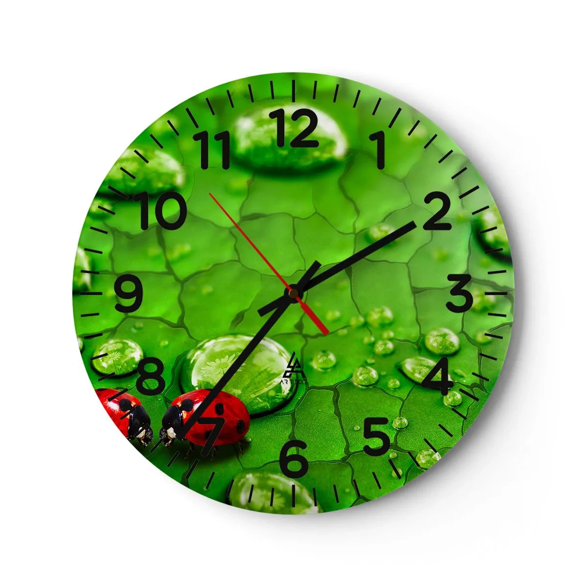 Wall clock - Clock on glass - Encounter in Green - 40x40 cm