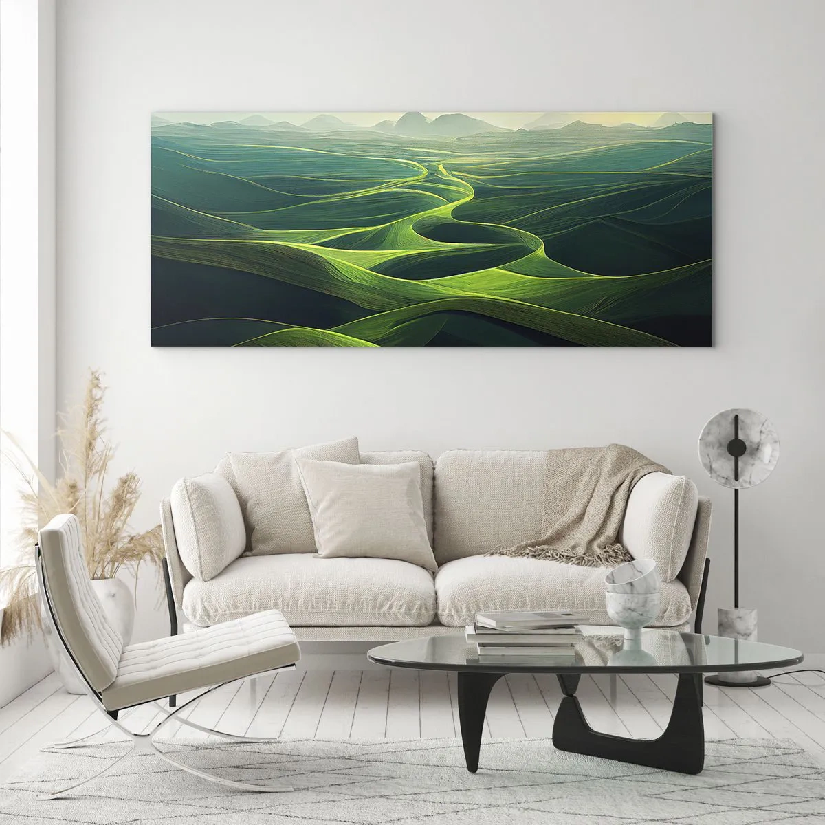 Glass picture - In Green Valleys - 140x50 cm