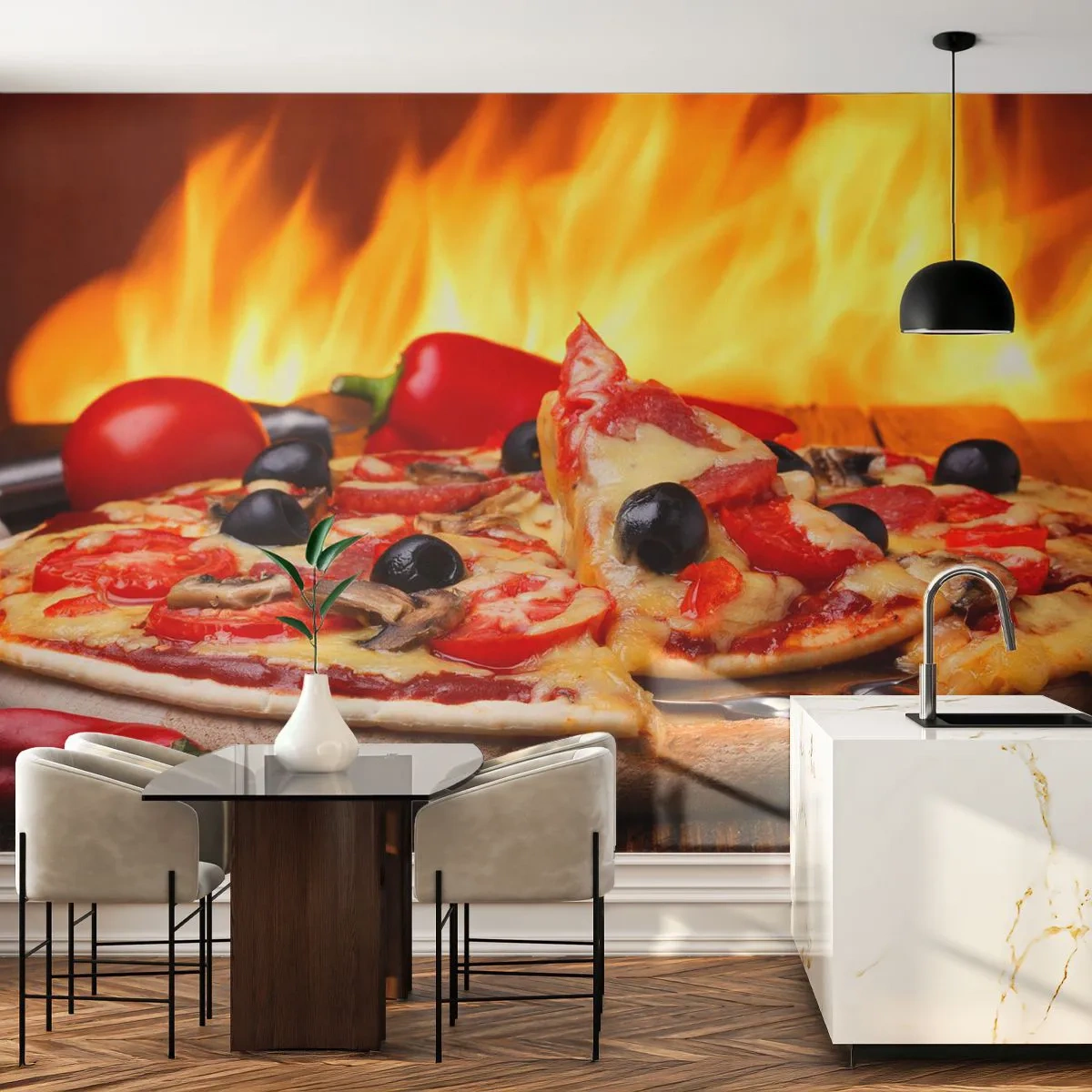 Photo Wallpaper Premium Sand - From Italy with Love - Gastronomy, Pizza, Italy - 400x280 cm