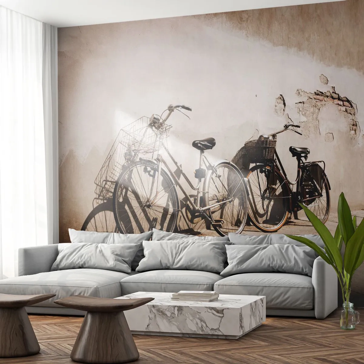 Self-Adhesive Photo Wallpaper Deluxe Sticker - Unforgetable Charm of the Past - Bicycle, Trip, Vintage - 100x70 cm