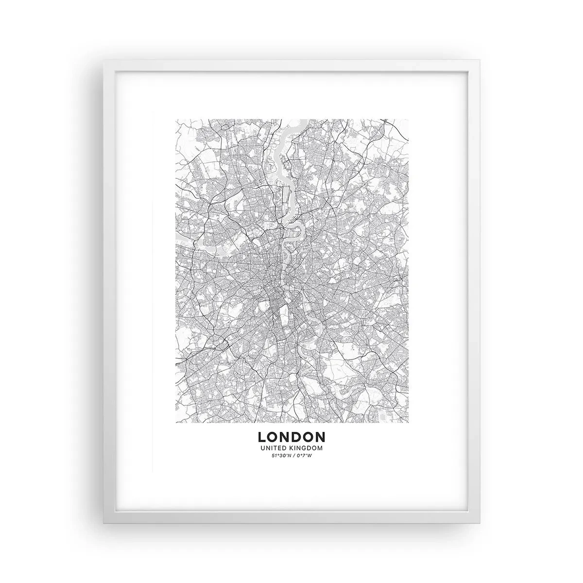 Poster in white frmae - Map of London Maze - 40x50 cm