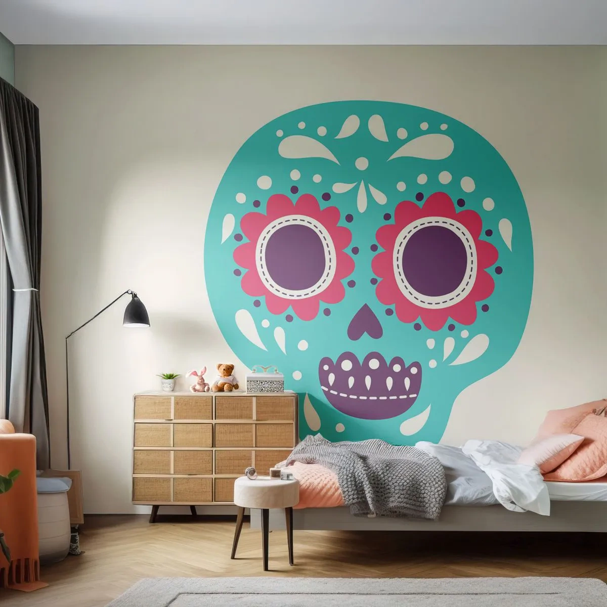 Photo Wallpaper Premium Canvas - Life - Fun Until You Die - Skull, Mexico, Mexican - 250x175 cm