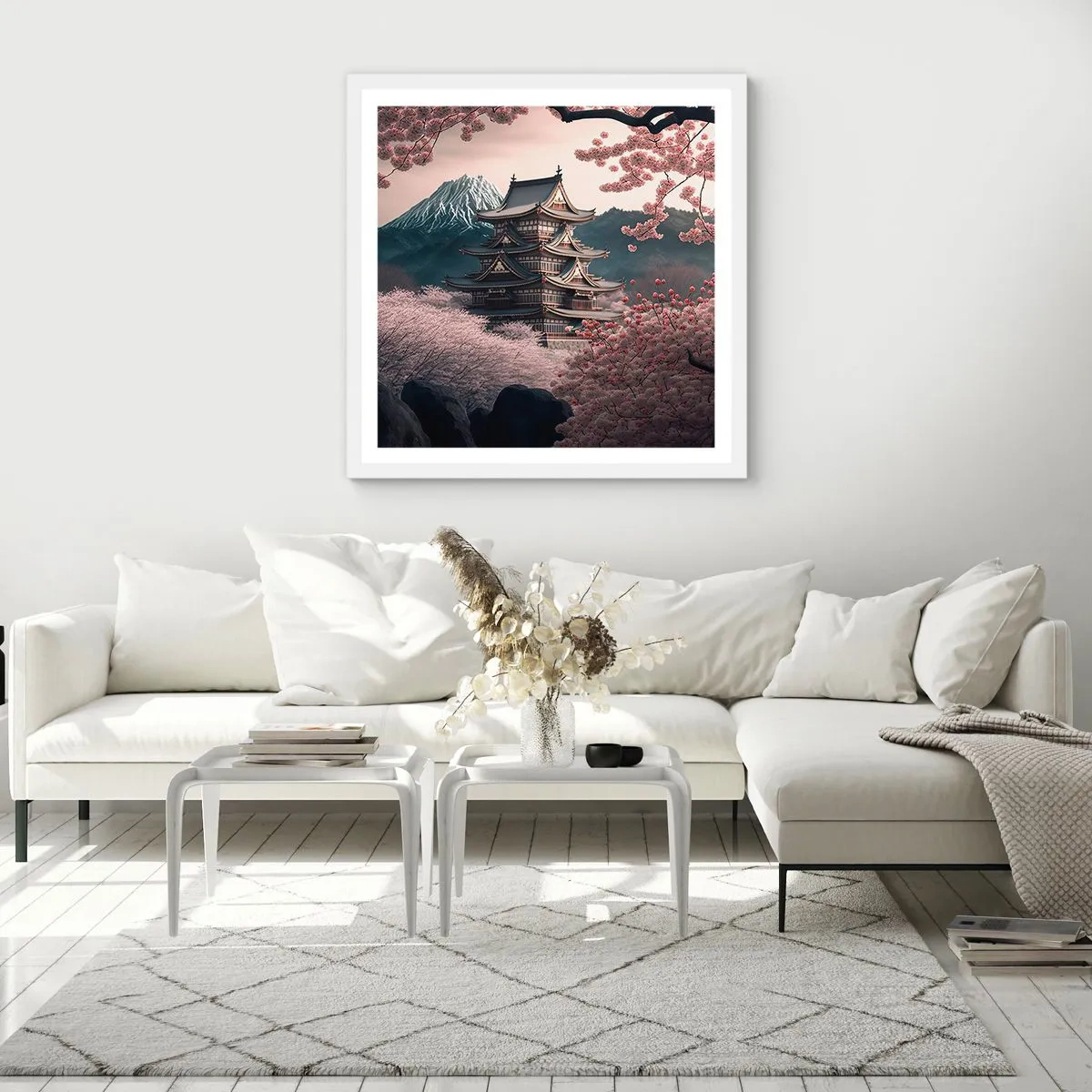 Poster in white frmae - Land of Cherry Blossoms - 50x50 cm