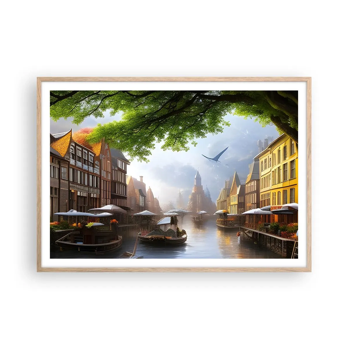 Poster in light oak frame - Dutch Urban Landscape - 100x70 cm
