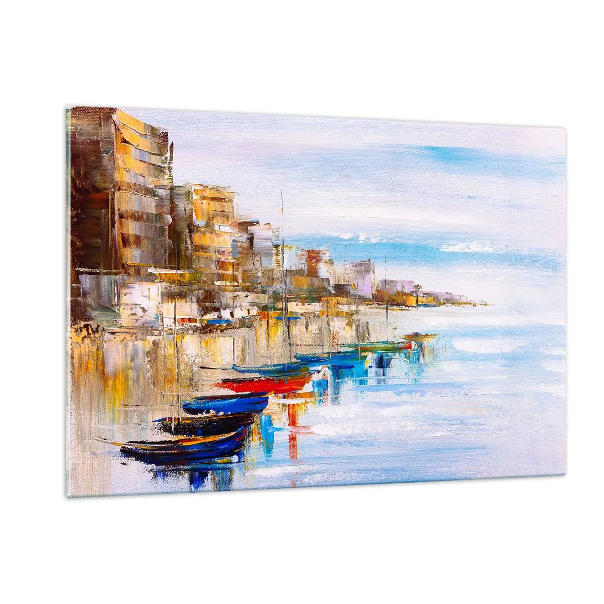 Glass picture - Multicolour Town Marina - 120x80 cm