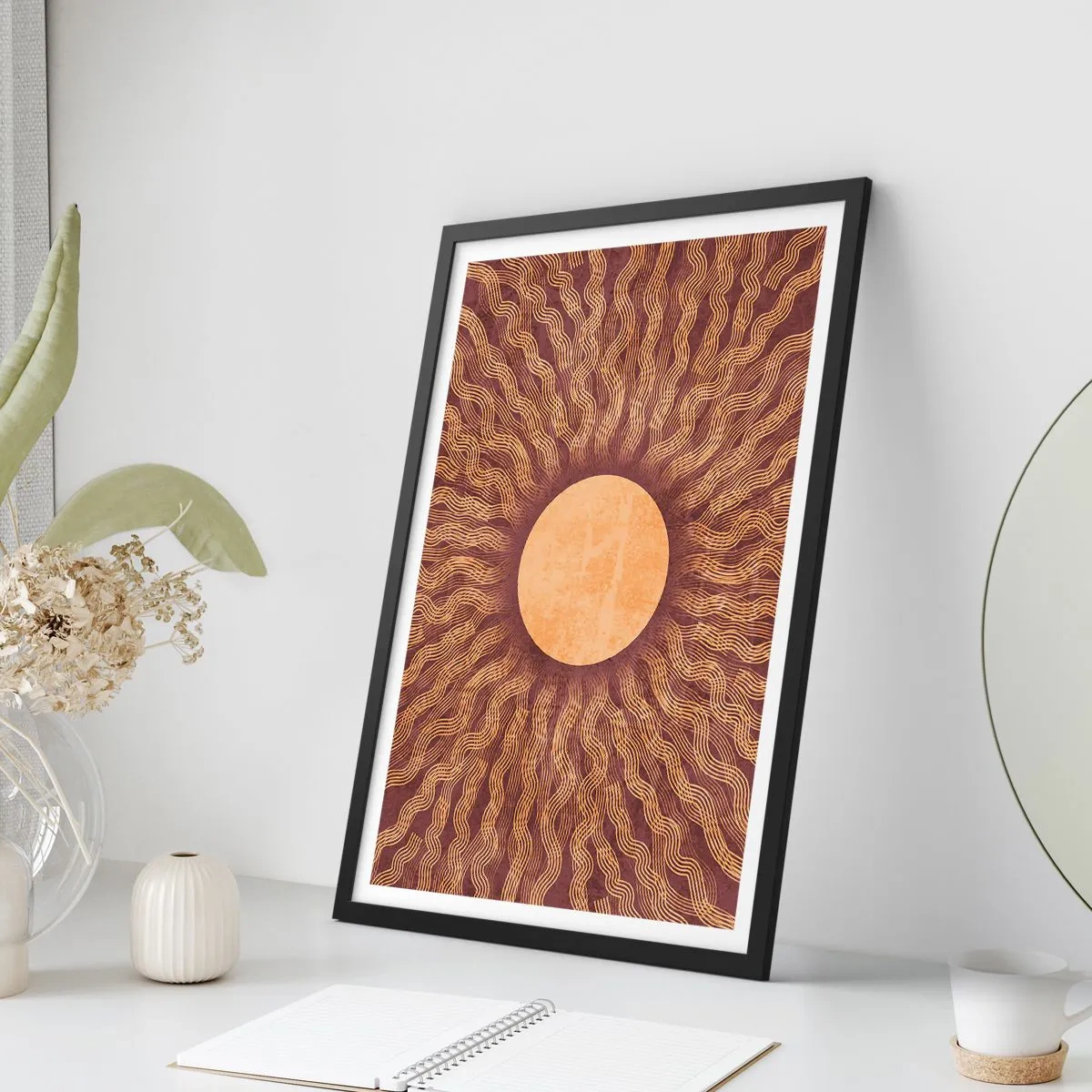 Poster in black frame - Sun Icon - 70x100 cm