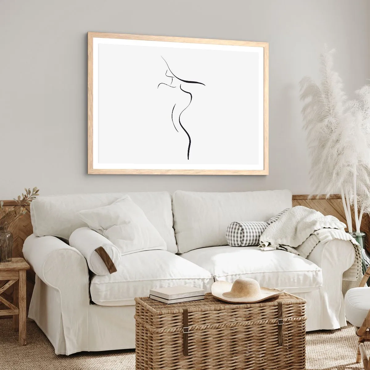 Poster in light oak frame - Elusive Like a Wave - 50x40 cm