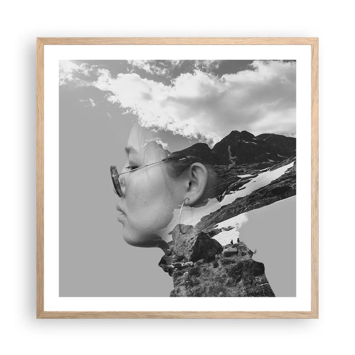 Poster in light oak frame - Cloudy Portrait - 60x60 cm